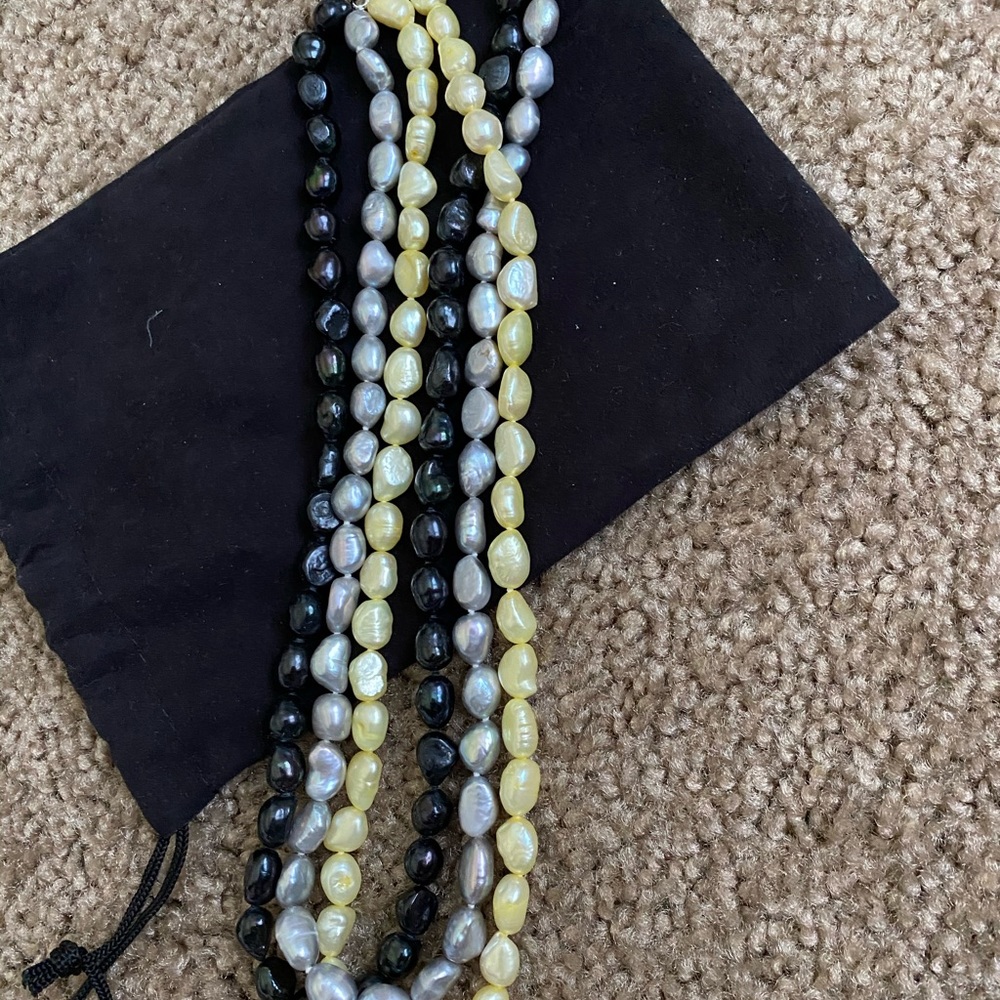 3 strand genuine pearl necklace